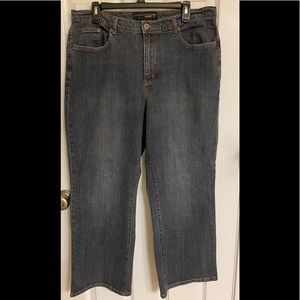 Venezia Dark Blue Cotton-Blend Boot Cut Jeans 5-Pocket Style Petite Size 18